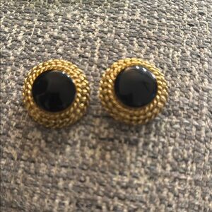 Elegant vintage St John Gold and Black Stud Earrings